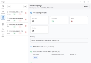 Detailed processing logs