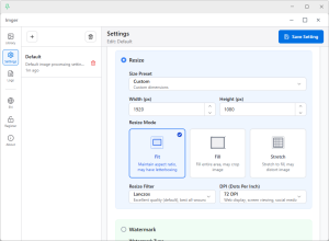Image resize settings configuration